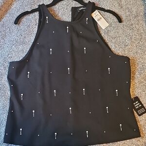 Express Black Embellished Crop Tank Top